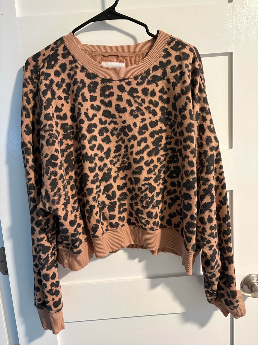 Aerie Leopard Print Crewneck Sweater - Tan & Black
